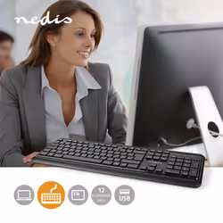 Nedis KBMU200BKFR tastiera Casa USB AZERTY Francese Nero - Vista aggiuntiva 2