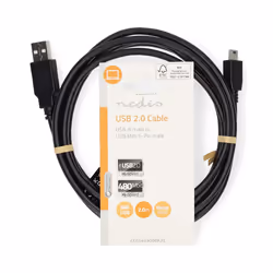 Nedis CCGL60300BK20 cavo USB USB 2.0 2 m USB A Mini-USB B Nero - Vista aggiuntiva 3