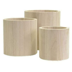 Artemio - 14001928 - Vaso Rotondo da Decorare, in Legno, 13 x 13 x 13 cm, Colore: Beige