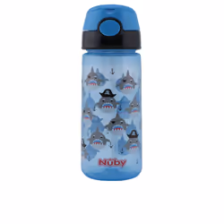 Mug con bottone e cannuccia morbida 3 anni+ #blu 540 ml 1pz