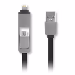 1Life CABLE USB(A) A LIGHTNING/MICROUSB 1M NEGRO cavo USB USB A Micro-USB A Nero, Grigio - Vista aggiuntiva 3