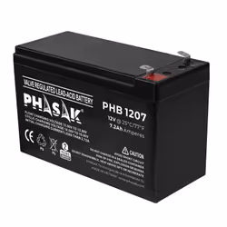 Phasak PHB 1207, Acido piombo (VRLA), 12 V, 1 pz, Nero, 7,2 Ah, 20 h
