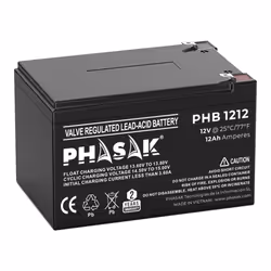 Phasak PHB 1212, Acido piombo (VRLA), 12 V, 1 pz, Nero, 12 Ah, 20 h