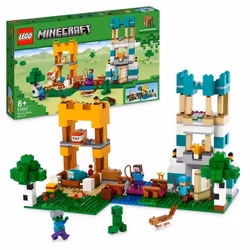 LEGO 21249 Minecraft Crafting Box 4.0, Playset 2in1, Torri Fluviali o Cottage del Gatto, Giocattoli