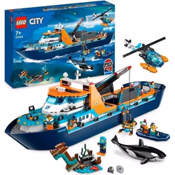 LEGO City 60368 Esploratore Artico, Grande Nave Giocattolo Galleggiante con Elicottero, Gommone, So