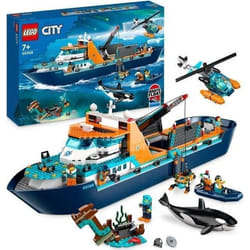 LEGO City 60368 Esploratore Artico, Grande Nave Giocattolo Galleggiante con Elicottero, Gommone, So 1 St