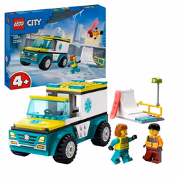 LEGO City 60403 Ambulanza di Emergenza e Snowboarder, Veicolo Giocattolo per il Pronto Soccorso, Gi