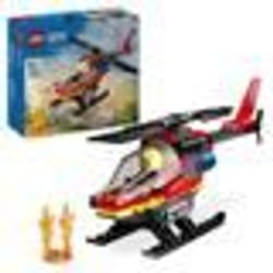 LEGO City 60411 Elicottero dei Pompieri, Veicolo Giocattolo con 2 Elementi Lancia-Acqua e Minifigur 1 St