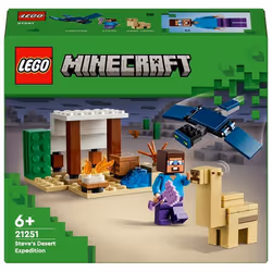 LEGO Minecraft 21251 Spedizione di Steve nel Deserto, Gioco per Bambini di 6+ Anni, Bioma con Casa