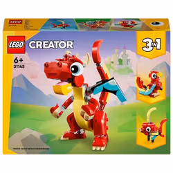 LEGO Creator 31145 3in1 Drago Rosso, Giochi per Bambini di 6+ Anni, Action Figure Ricostruibile in