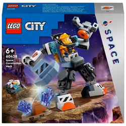 LEGO City 60428 Mech di Costruzione Spaziale, Giochi per Bambini di 6+ Anni, Tuta Snodabile con Min
