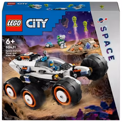 LEGO City 60431 Rover Esploratore Spaziale e Vita Aliena, Giochi per Bambini 6+ con 2 Minifigure di