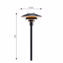 Louis Poulsen PH 3-2½ BOLLARD 60W INC W/BASEPLAT BLCK