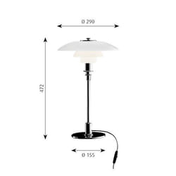 Louis Poulsen PH 3-2 TABLE GLASS 40W BLACK PVD lampada da tavolo Nero