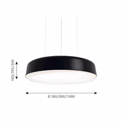 Louis Poulsen LP GRAND 1480 SUSP LED-DA 3K90 BLK illuminazione da soffitto