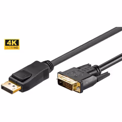 Microconnect DP-DVI-MM-200, 2 m, DisplayPort, Oro, Rame, Nero, Cloruro di polivinile (PVC)