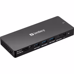 Sandberg 136-61, Cablato, USB 3.2 Gen 1 (3.1 Gen 1) Type-C, 100 W, 3,5 mm, Grigio, MMC, MicroSD (TransFlash), MicroSDHC, Micr ...