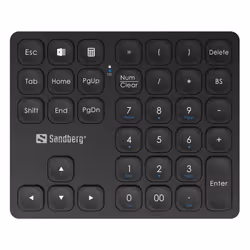 Sandberg Wireless Numeric Keypad Pro, Con cavo e senza cavo, Wireless a RF + USB, Interruttore a chiave a membrana, Nero