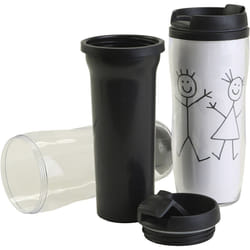 Creativ Company 646095 tazza da viaggio Nero, Bianco Plastica