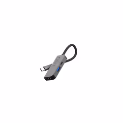 LINQ byELEMENTS 3in1 USB-C HDMI Adapter, Cablato, USB 3.2 Gen 1 (3.1 Gen 1) Type-C, 100 W, Nero, Grigio, 5 Gbit/s, 4K Ultra H ...