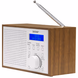 Denver DAB-46WHITE, Internet, Analogico e digitale, DAB+, FM, 2 W, LCD, Marrone, Bianco