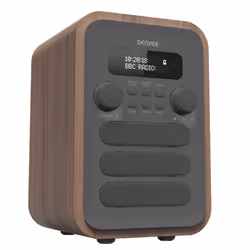 Denver DAB-48GREY, Personale, Digitale, DAB+, FM, 2,5 W, 3,5 mm, Grigio, Legno