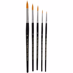 Creativ Company Gold Line, Set di pennelli, Spazzola tonda, Nylon