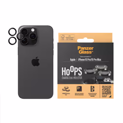 PanzerGlass Hoops Vetro Proteggi Fotocamera iPhone 15 Pro | 15 Pro Max | Black Metal