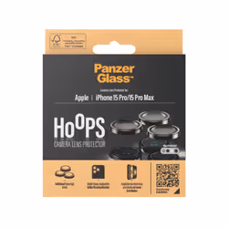 PanzerGlass Hoops Vetro Proteggi Fotocamera iPhone 15 Pro | 15 Pro Max | Black Metal