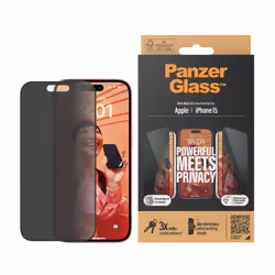 PanzerGlass Privacy Pellicola in Vetro Temperato iPhone 15 | Ultra-Wide Fit con applicatore incluso - Vista aggiuntiva 2