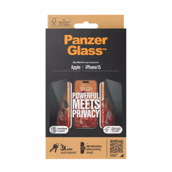 PanzerGlass Privacy Pellicola in Vetro Temperato iPhone 15 | Ultra-Wide Fit con applicatore incluso - Vista aggiuntiva 3