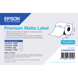 Epson Premium Matte Label - Continuous Roll: 105mm x 35m, Bianco, Etichetta per stampante autoadesiva, Etichetta continua, Ac ...