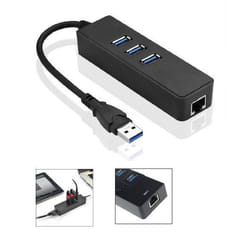 Microconnect MC-USB3.0HUBWETH replicatore di porte e docking station per laptop USB 3.2 Gen 1 (3.1 Gen 1) Type-A Nero