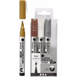 Creativ Company 31337, 4 pz, Marrone, Oro, Argento, Bianco, Tipo di punta, Multicolore, 1 mm, 2 mm
