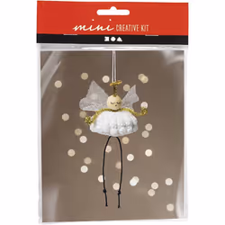 Creativ Company 977484, Ornamento natalizio a forma di angelo, Cotone, Nero, Oro, Bianco, 1 pz