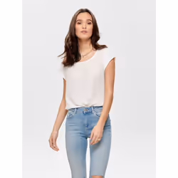ONLY 15142784, Parte superiore (abbigliamento), Adulto, Femmina, Bianco, White / Cloud Dancer, Manica corta