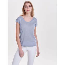 ONLY 15136069 Parte superiore (abbigliamento) Collo a V Manica corta Poliestere, Viscosa
