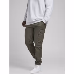 Pantalone Cargo Jack & Jones 12152279 PAUL FLAKE-OLIVE NIGHT Verde - 23 - Vista aggiuntiva 2
