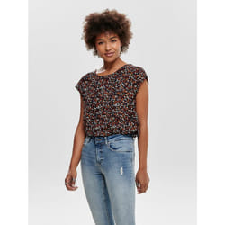 ONLY 15161116 Parte superiore (abbigliamento) Scollo rotondo Manica corta Elastan, Poliestere