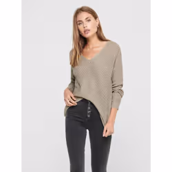 ONLY 15208245, Pullover, Adulto, Femmina, Grigio, M, Collo a V