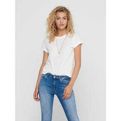 ONLY 15208423 Parte superiore (abbigliamento) Scollo rotondo Manica corta Cotone, Poliestere