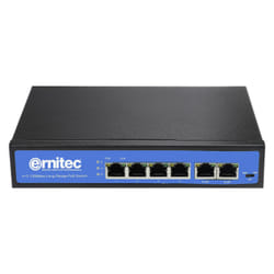 Ernitec ELECTRA-U04 switch di rete Non gestito Gigabit Ethernet (10/100/1000) Supporto Power over Ethernet (PoE) Nero, Blu