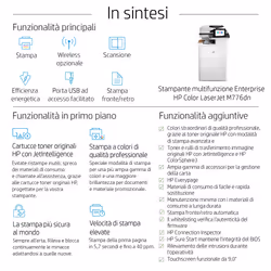 HP Color LaserJet Enterprise Stampante multifunzione M776dn, Stampa, copia, scansione e fax opzionale, Stampa fronte/retro; scansione fronte/retro; scansione verso e-mail - Vista aggiuntiva 8