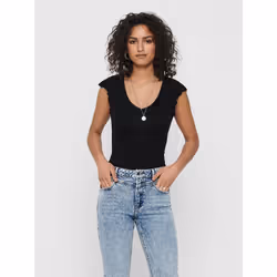 ONLY 15227187, Parte superiore (abbigliamento), Adulto, Femmina, Nero, XL, Collo a V