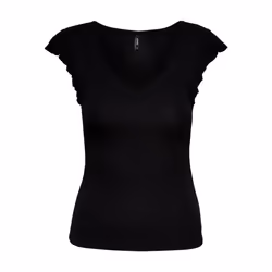 ONLY 15227187 Parte superiore (abbigliamento) Collo a V Manica corta Elastan, Viscosa