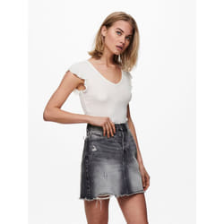 ONLY 15227187 Parte superiore (abbigliamento) Collo a V Manica corta Elastan, Viscosa