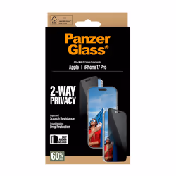 PanzerGlass ® 2-Way Privacy Screen Protector iPhone 17 Pro | Ultra-Wide Fit w. EasyAligner Pellicola proteggischermo trasparente Apple 1 pz - Vista aggiuntiva 3