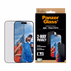 PanzerGlass ® 2-Way Privacy Screen Protector iPhone 17 | iPhone 16 Pro | Ultra-Wide Fit w. EasyAligner Pellicola proteggischermo trasparente Apple 1 pz - Vista aggiuntiva 2