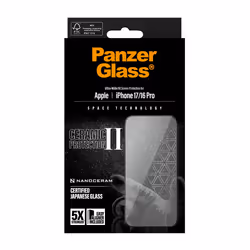 PanzerGlass ® Ceramic II Screen Protector iPhone 17 | iPhone 16 Pro | Ultra-Wide Fit w. EasyAligner Pellicola proteggischermo trasparente Apple 1 pz - Vista aggiuntiva 3