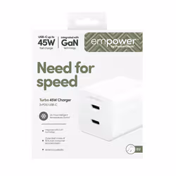 PanzerGlass empower by ® Turbo 45W Caricatore incl. 2 x USB-C | EU Plug | Bianco - Vista aggiuntiva 3